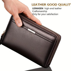Men's Long PU Leather Clutch Wallet Travel Tote Bag Gift