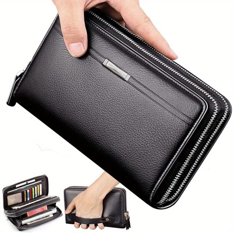 Men's Long PU Leather Clutch Wallet Travel Tote Bag Gift