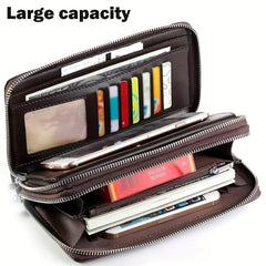 Men's Long PU Leather Clutch Wallet Travel Tote Bag Gift