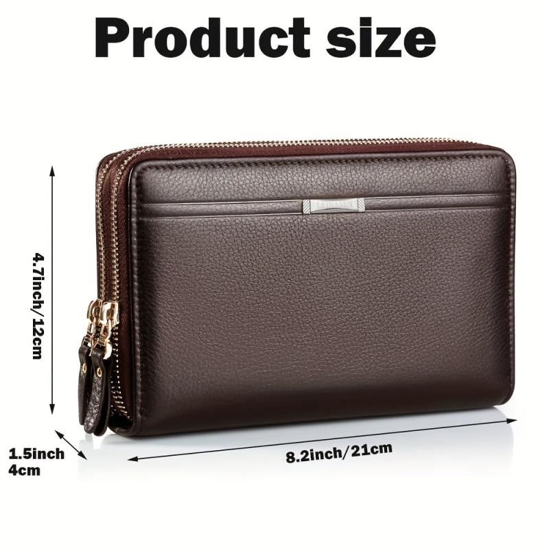 Men's Long PU Leather Clutch Wallet Travel Tote Bag Gift