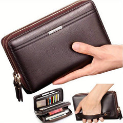 Men's Long PU Leather Clutch Wallet Travel Tote Bag Gift