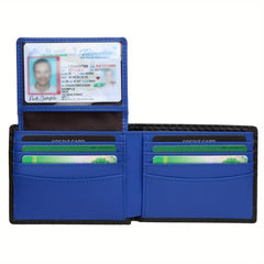 RFID Blocking Cowhide Leather Bifold Wallet For Men With 2 ID Windows