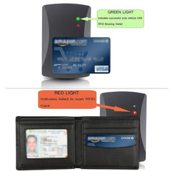 RFID Blocking Cowhide Leather Bifold Wallet For Men With 2 ID Windows