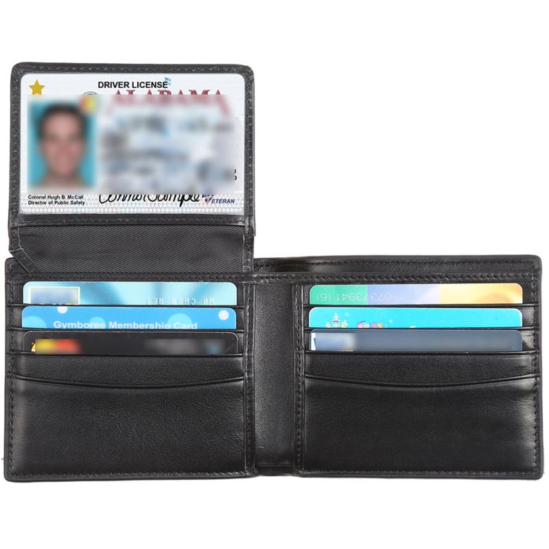 RFID Blocking Cowhide Leather Bifold Wallet For Men With 2 ID Windows
