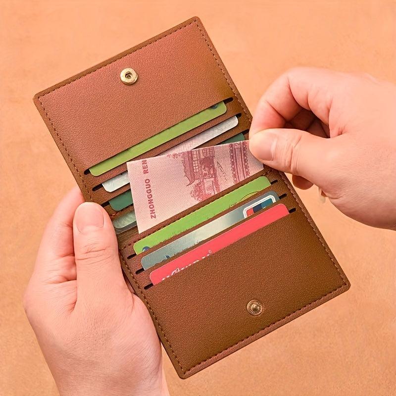 Slim Bifold Faux Leather Wallet for Cards