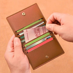 Slim Bifold Faux Leather Wallet for Cards
