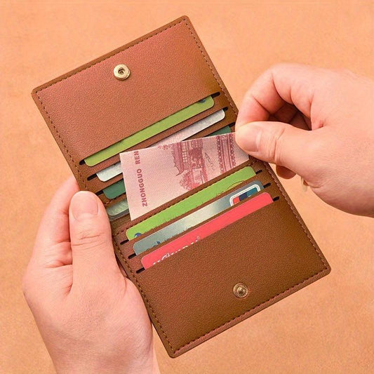 Slim Bifold Faux Leather Wallet for Cards
