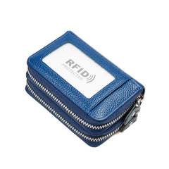 RFID Blocking Credit Card Holder Double Zipper Large Capacity Coin Pouch