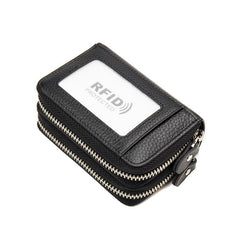RFID Blocking Credit Card Holder Double Zipper Large Capacity Coin Pouch