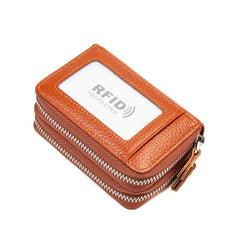 RFID Blocking Credit Card Holder Double Zipper Large Capacity Coin Pouch