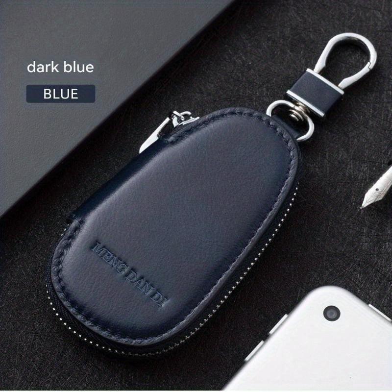 Men's Leather Zipper Key Bag Remote Control Cover