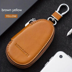 Men's Leather Zipper Key Bag Remote Control Cover
