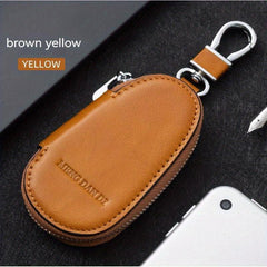 Men's Leather Zipper Key Bag Remote Control Cover