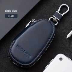 Men's Leather Zipper Key Bag Remote Control Cover