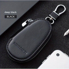 Men's Leather Zipper Key Bag Remote Control Cover