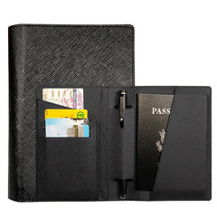 Waterproof PU Leather Passport Holder with Pen Holder for Men