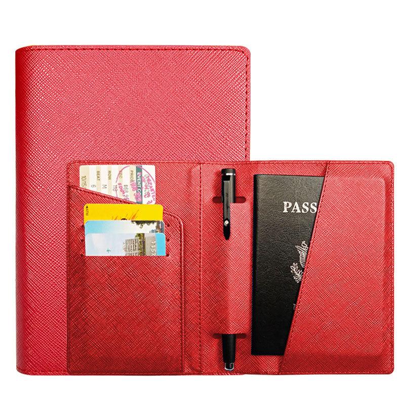 Waterproof PU Leather Passport Holder with Pen Holder for Men