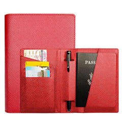 Waterproof PU Leather Passport Holder with Pen Holder for Men