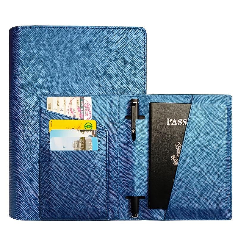 Waterproof PU Leather Passport Holder with Pen Holder for Men