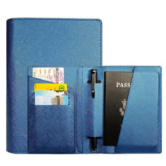 Waterproof PU Leather Passport Holder with Pen Holder for Men