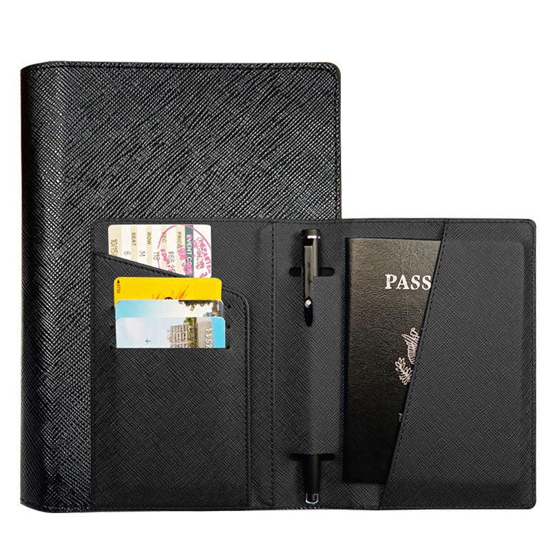 Waterproof PU Leather Passport Holder with Pen Holder for Men