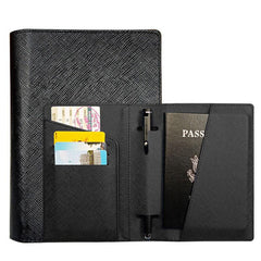 Waterproof PU Leather Passport Holder with Pen Holder for Men