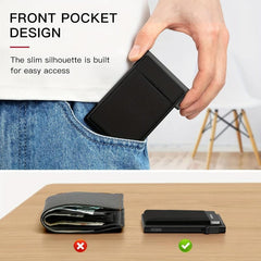 Men's Thin RFID Wallet Card Holder Aluminum Alloy Push Card Box