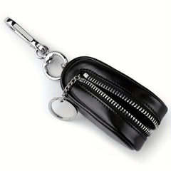 Leather Remote Car Key Case with Zipper Bag & Keychain Holder