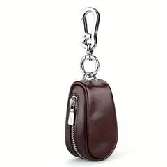 Leather Remote Car Key Case with Zipper Bag & Keychain Holder