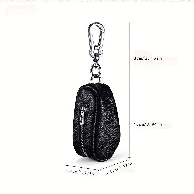 Leather Remote Car Key Case with Zipper Bag & Keychain Holder
