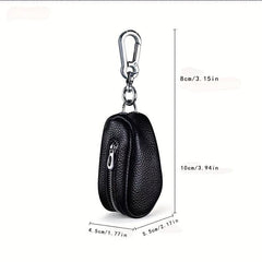 Leather Remote Car Key Case with Zipper Bag & Keychain Holder