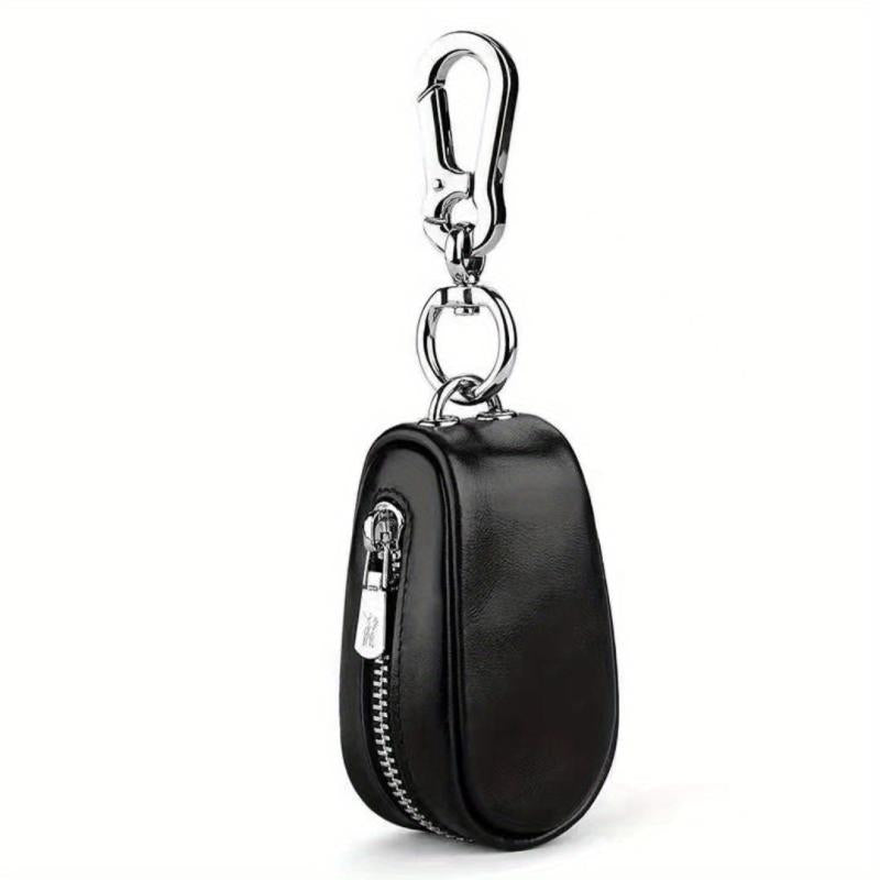 Leather Remote Car Key Case with Zipper Bag & Keychain Holder