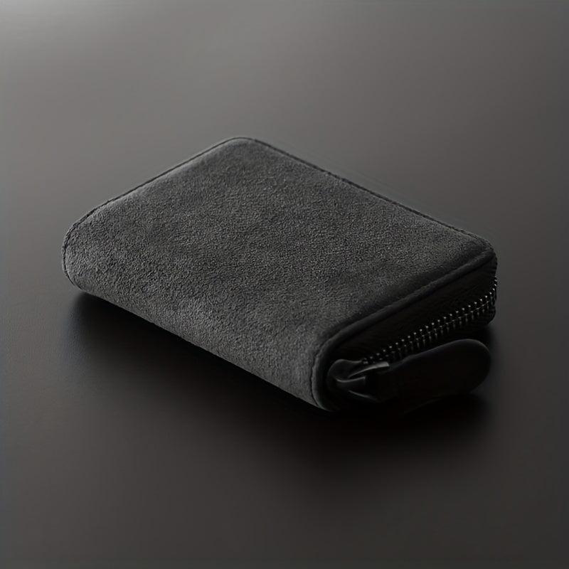 Men's Suede Zipper Wallet Card Holder Coin Purse