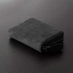 Men's Suede Zipper Wallet Card Holder Coin Purse
