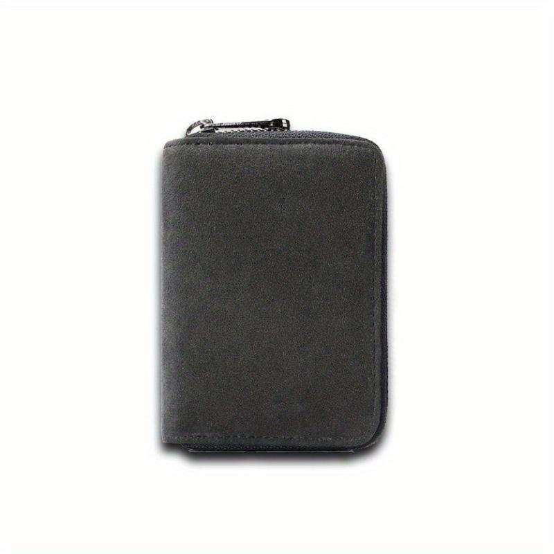 Men's Suede Zipper Wallet Card Holder Coin Purse