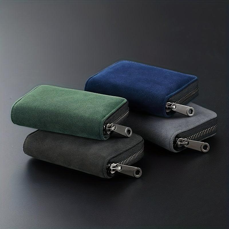 Men's Suede Zipper Wallet Card Holder Coin Purse