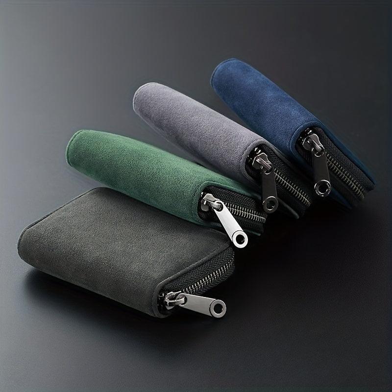 Men's Suede Zipper Wallet Card Holder Coin Purse