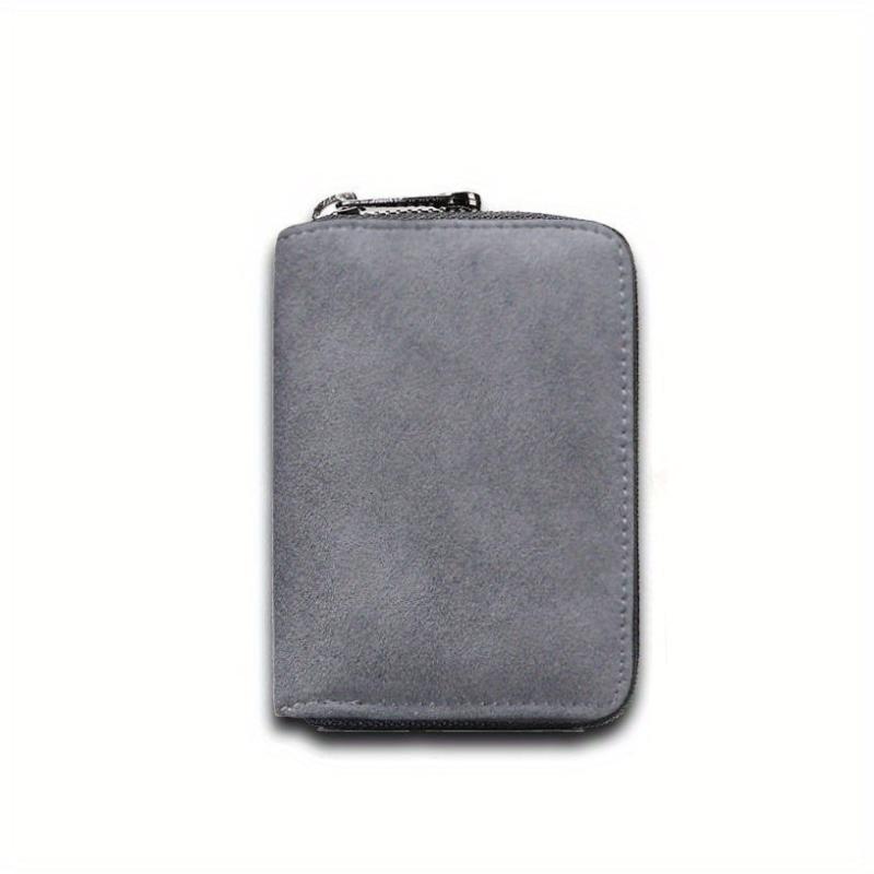 Men's Suede Zipper Wallet Card Holder Coin Purse