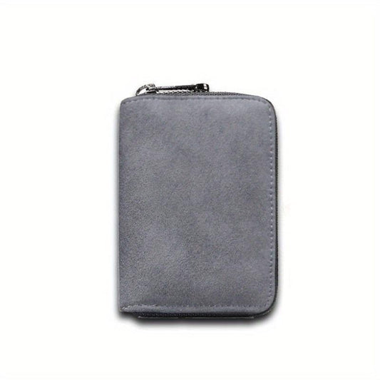 Men's Suede Zipper Wallet Card Holder Coin Purse