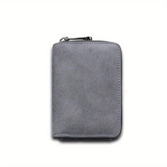 Men's Suede Zipper Wallet Card Holder Coin Purse