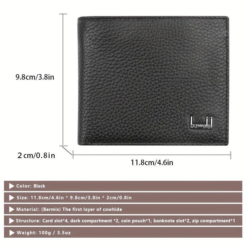 Men's RFID Blocking Leather Wallet w/ Coin Pouch