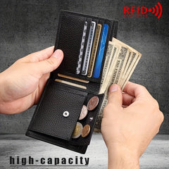 Men's RFID Blocking Leather Wallet w/ Coin Pouch