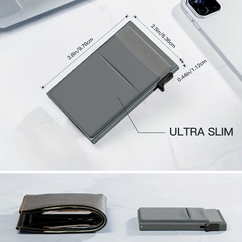 RFID Blocking Card Holder Aluminum Alloy Side Push Credit Card Holder Money Clip