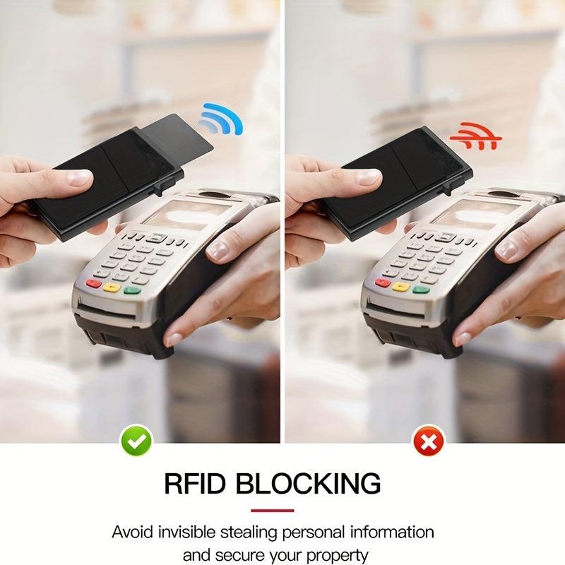 RFID Blocking Card Holder Aluminum Alloy Side Push Credit Card Holder Money Clip