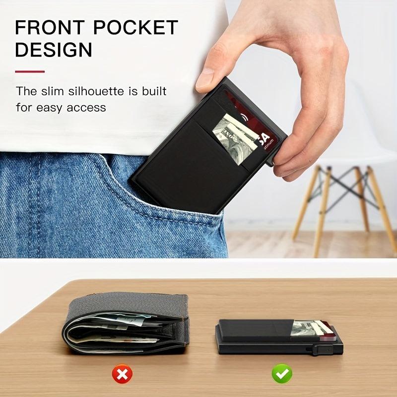 RFID Blocking Card Holder Aluminum Alloy Side Push Credit Card Holder Money Clip