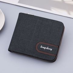 Men's Canvas Short Wallet Zipper Functional