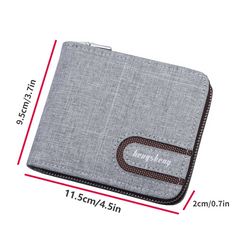 Men's Canvas Short Wallet Zipper Functional