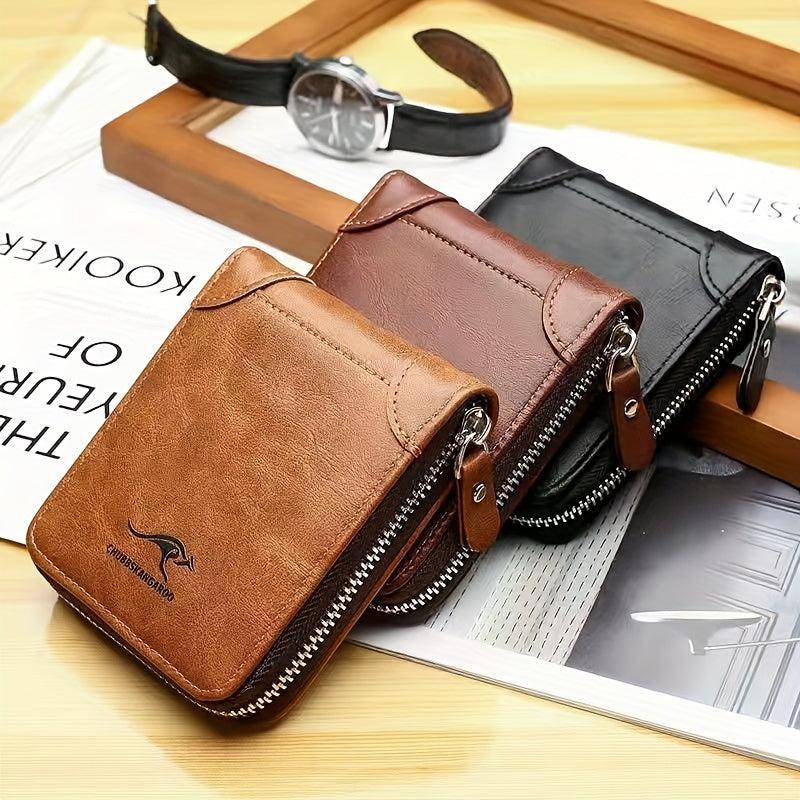 Men's Large Capacity Zipper Wallet with Card Slots
