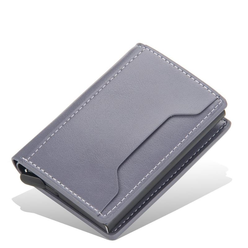 Men's Aluminum RFID Card Holder Anti-Theft Auto Flip Short Wallet