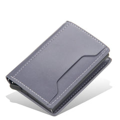 Men's Aluminum RFID Card Holder Anti-Theft Auto Flip Short Wallet